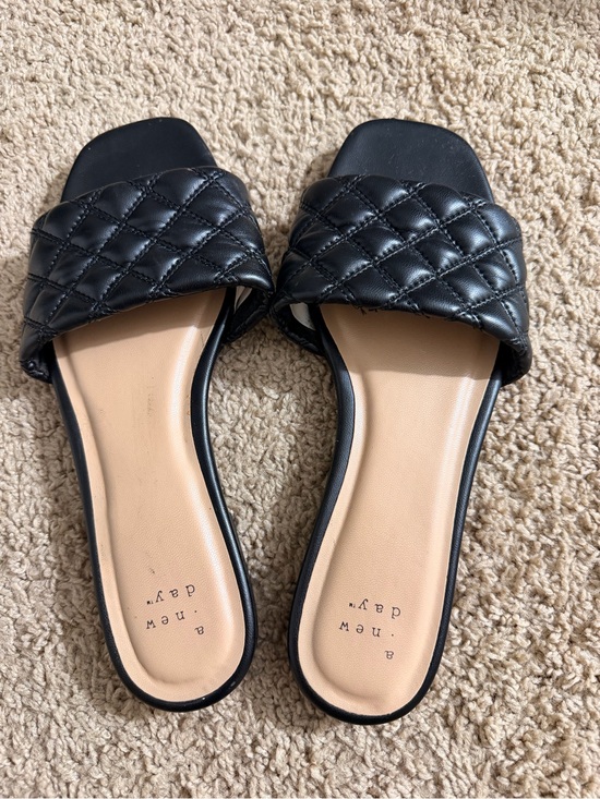 a new day Shoes - a new day Black Quilted Slide Sandals